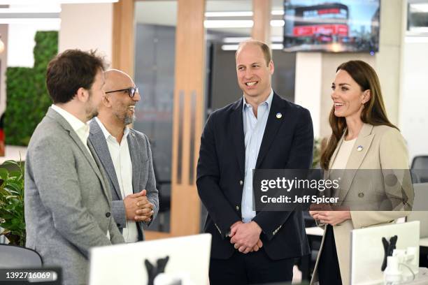 Saleh Saeed, CEO of DEC, tours the facility with Prince William, Duke of Cambridge and Catherine, Duchess of Cambridge during a visit the London...