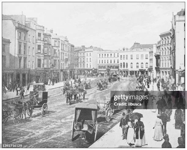 stockillustraties, clipart, cartoons en iconen met antique photograph of ireland: patrick street, cork city - cork city