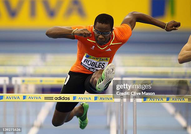 Dayron Robles of Cuba in action during the Aviva Grand Prix at the NIA Arena on February 18, 2012 in Birmingham, England.