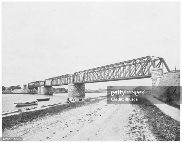 antique photograph of ireland: railroad bridge, galway - ireland landscape stock illustrations