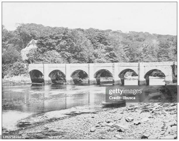 antique photograph of ireland: bridge of buncrana, county donegal - ireland landscape stock illustrations