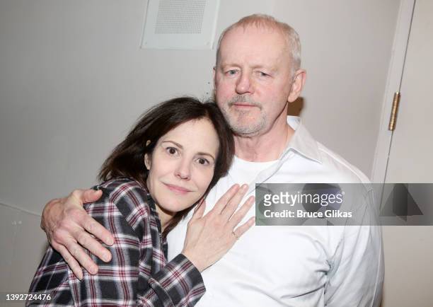 Mary-Louise Parker and David Morse pose backstage on opening night of The Manhattan Theatre Club's production of "How I Learned to Drive" on Broadway...