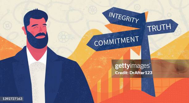 business ethical values concept - moral compass stock illustrations