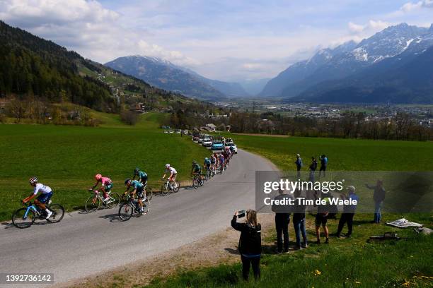 General view of Sebastian Henao Gomez of Colombia, Fabio Felline of Italy and Team Astana – Qazaqstan, Andrey Amador Bikkazakova of Costa Rica and...