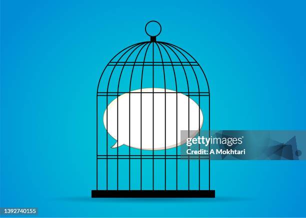 speech bubble trapped in a cage - 籠 幅插畫檔、美工圖案、卡通及圖標