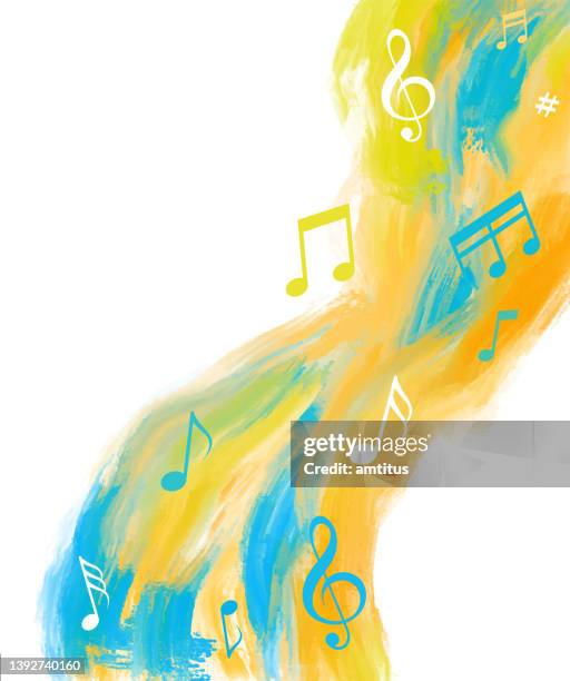 stockillustraties, clipart, cartoons en iconen met grunge paint music - noot