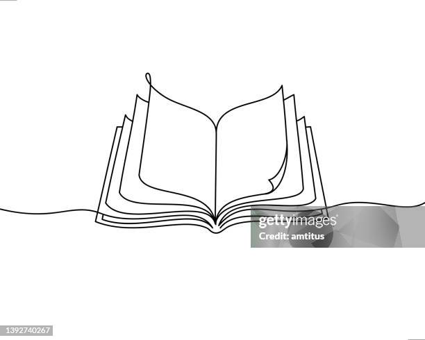 stockillustraties, clipart, cartoons en iconen met open book line art - los