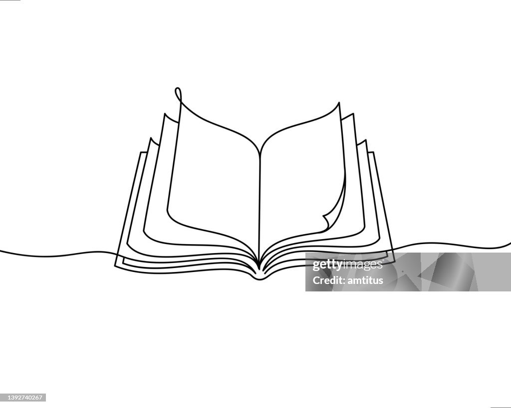 Arte linha de livro aberto