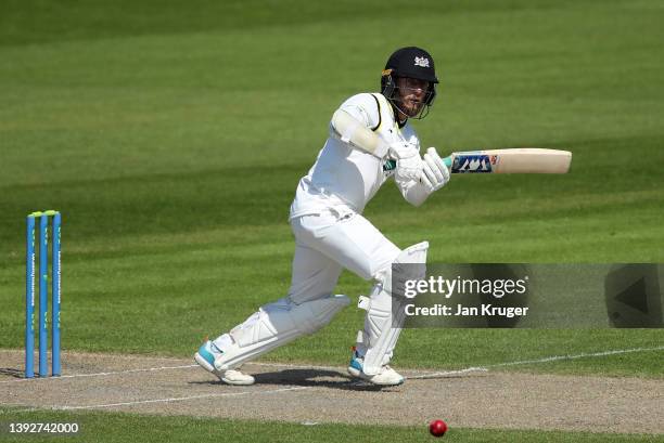 Chris Dent of Gloucestershire CCC bats during the LV= Insurance County Championship match between Lancashire and Gloucestershire at Emirates Old...