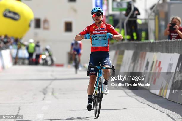 Miguel Ángel López Moreno of Colombia and Team Astana – Qazaqstan red intermediate sprint jersey celebrates winning during the 45th Tour of the Alps...