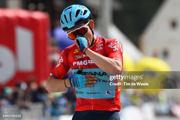 Miguel Ángel López Moreno of Colombia and Team Astana – Qazaqstan red intermediate sprint jersey celebrates winning during the 45th Tour of the Alps...