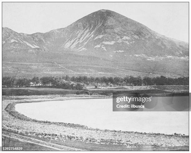 antique photograph of ireland: croagh patrick, county mayo - croagh patrick stock illustrations