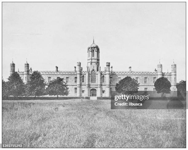 antique photograph of ireland: queen's college, galway - galway stock illustrations