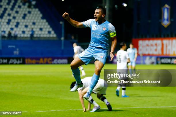Andrew Nabbout of Melbourne City celebrates scoring his side's second goal during the AFC Champions League Group G match between Melbourne City and...