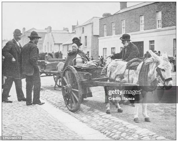 ilustrações, clipart, desenhos animados e ícones de fotografia antiga da irlanda: drogheda, condado de louth - carroça