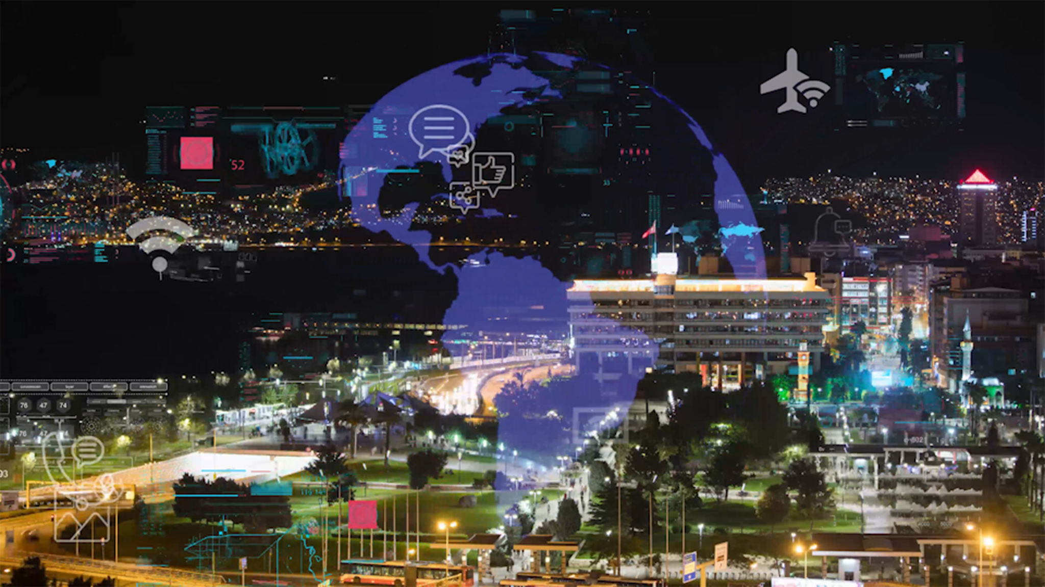 Global connection and the internet network modernization in smart city . Concept of future 5G wireless digital connecting and social media networking . Global connection and the internet network modernization in smart city . Concept of future 5G wireless digital connecting and social media networking .