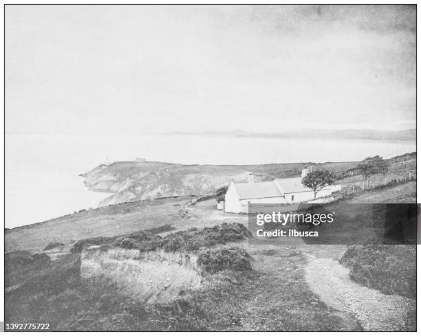 antique photograph of ireland: lower point, howth, county dublin - howth ireland stock illustrations