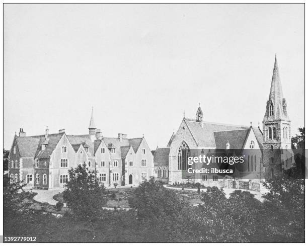 antique photograph of ireland: church and convent, kenmare, county kerry - dingle peninsula stock illustrations