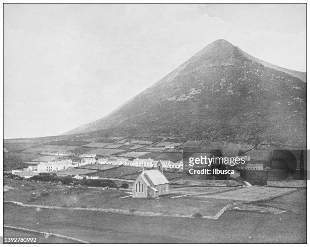 antique photograph of ireland: achill island, county mayo - ireland landscape stock illustrations