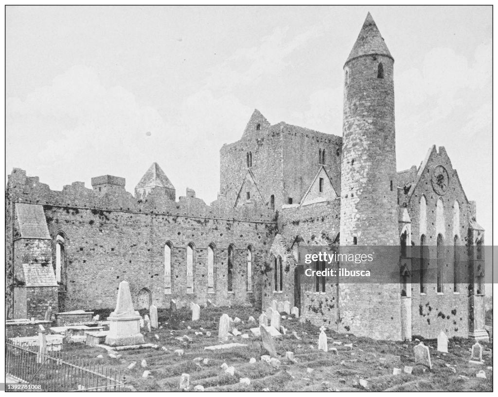 Antique photograph of Ireland: Cashel Abbey, Round Tower