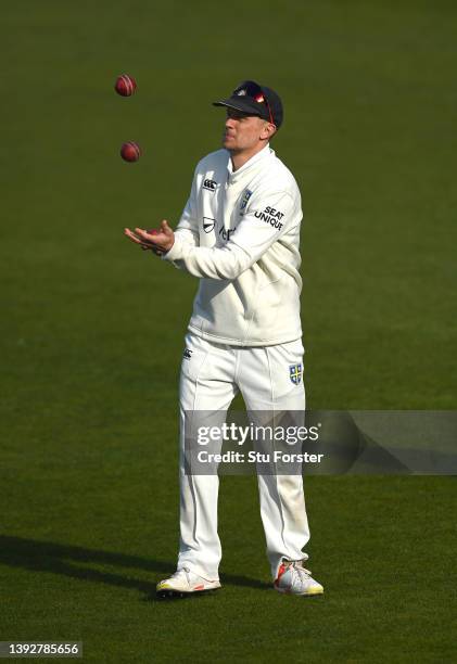 Durham captain Scott Borthwick juggles some cricket balls during day one of the LV= Insurance County Championship match between Durham and...