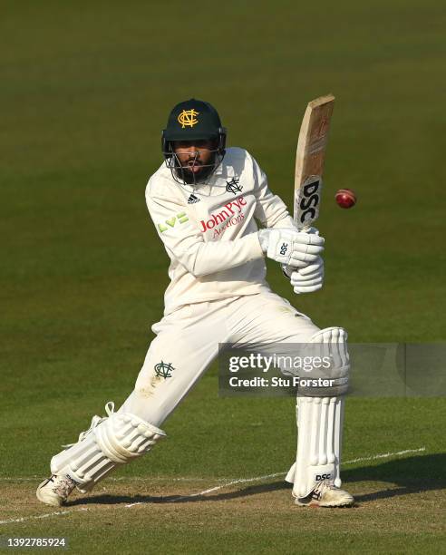 Notts batsman Haseeb Hameed in batting action during day one of the LV= Insurance County Championship match between Durham and Nottinghamshire at The...