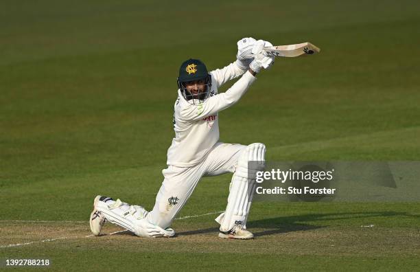 Notts batsman Haseeb Hameed in batting action during day one of the LV= Insurance County Championship match between Durham and Nottinghamshire at The...