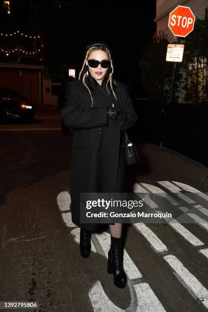 Madonna attends a celebration of the Lola bag, hosted by Burberry & Riccardo Tisci on April 20, 2022 in Los Angeles, California.