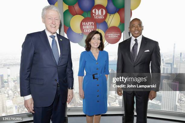 Former President Bill Clinton, New York City Mayor Eric Adams and New York Governor Kathy Hochul present Empire Building Playbook at The Empire State...