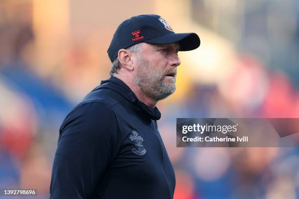 Ralph Hasenhuettl, Manager of Southampton looks on prior to the Premier League match between Burnley and Southampton at Turf Moor on April 21, 2022...