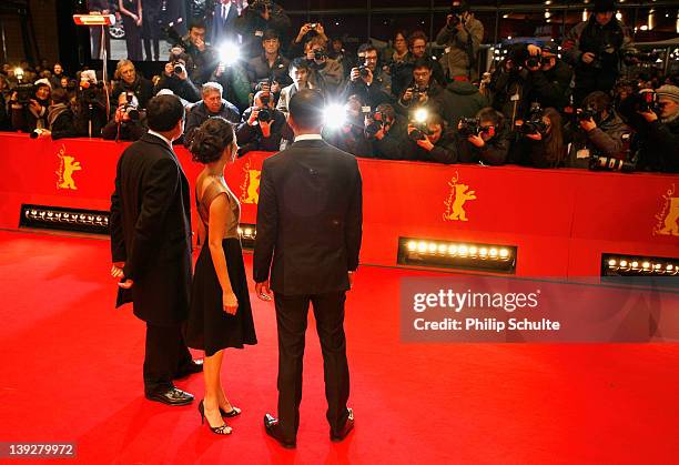 Edwin, Ladya Cheryl and Nicholas Saputra attend the Closing Ceremony during day ten of the 62nd Berlin International Film Festival at the Berlinale...