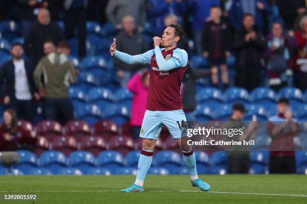 Connor Roberts of Burnley celebrates after scoring their side's first goal during the Premier League match between Burnley and Southampton at Turf...