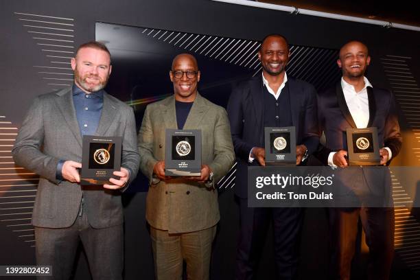 Wayne Rooney, Ian Wright, Patrick Vieira and Vincent Kompany receive Premier League Hall of Fame medallions during the Premier League Hall of Fame...