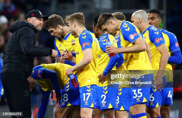 Ralph Hasenhuettl, Manager of Southampton gives instructions to his players during the Premier League match between Burnley and Southampton at Turf...