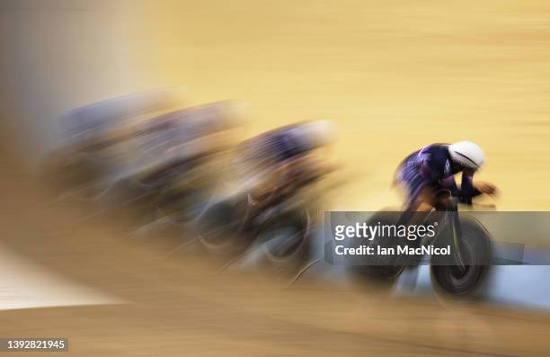 Benjamin Thomas, Thomas Denis, Corentin Ermenault and Eddy Le Huitouze of France compete for bronze in the Men's Team Pursuit during the UCI Track...