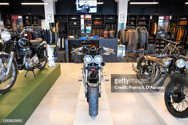 Details at the Matchless Legacy Building opening and Model Y E-Bike presentation on April 21, 2022 in Mogliano Veneto, Italy.
