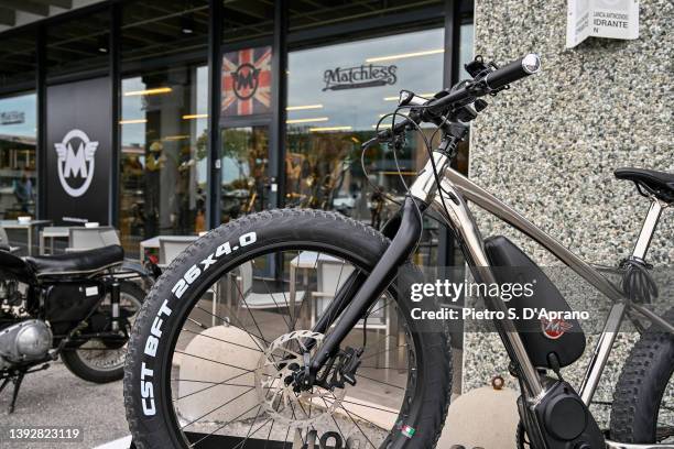 Details at the Matchless Legacy Building opening and Model Y E-Bike presentation on April 21, 2022 in Mogliano Veneto, Italy.