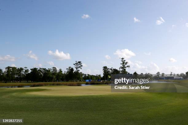 General view of the 18th hole during the first round of the Zurich Classic of New Orleans at TPC Louisiana on April 21, 2022 in Avondale, Louisiana.