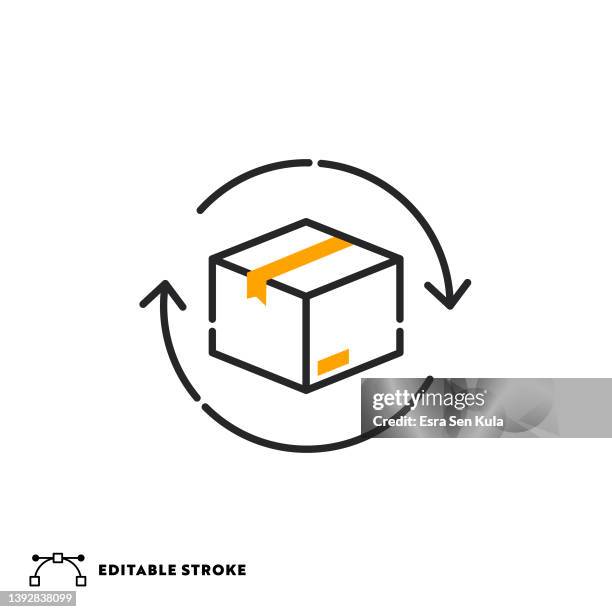 shipment process flat line icon with editable stroke - product life cycle stock illustrations