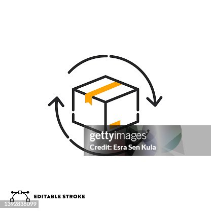 Shipment Process Flat Line Icon with Editable Stroke Shipment Process Flat Line Icon with Editable Stroke