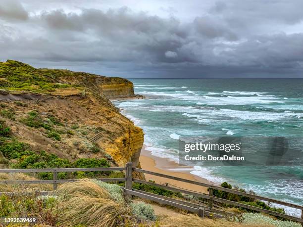 gibson step at port campbell on the great ocean road, victoria, australia - gibson stock pictures, royalty-free photos & images