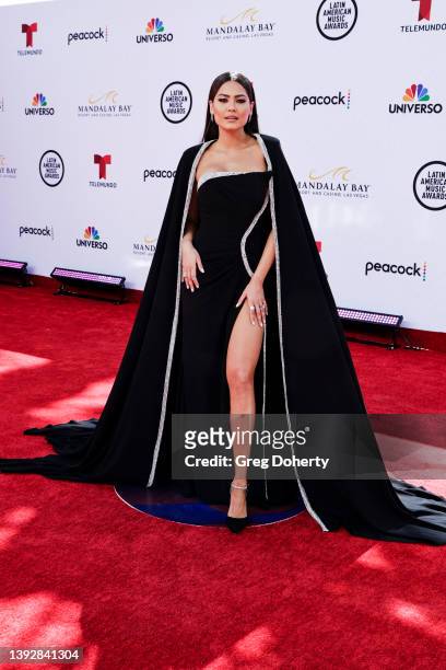 Andrea Meza arrives at the 2022 Latin American Music Awards at Michelob ULTRA Arena on April 21, 2022 in Las Vegas, Nevada.