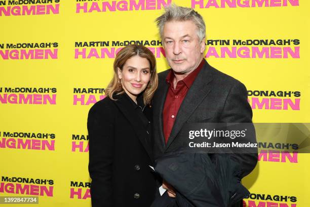 Hilaria Baldwin and Alec Baldwin attend the opening night of "Hangmen" on Broadway at Golden Theatre on April 21, 2022 in New York City.