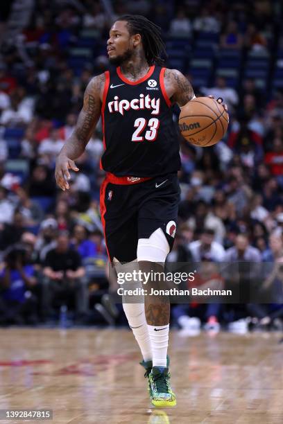 Ben McLemore of the Portland Trail Blazers drives with the ball against the New Orleans Pelicans during a game at the Smoothie King Center on April...