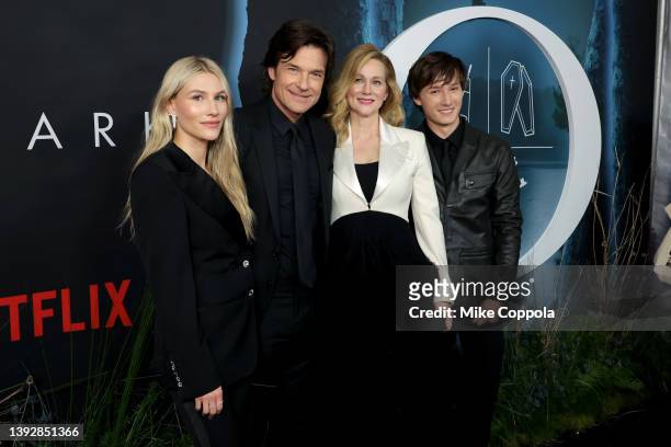 Sofia Hublitz, Jason Bateman, Laura Linney and Skylar Gaertner attend the Netflix's "Ozark" Season 4 Premiere on April 21, 2022 in New York City.