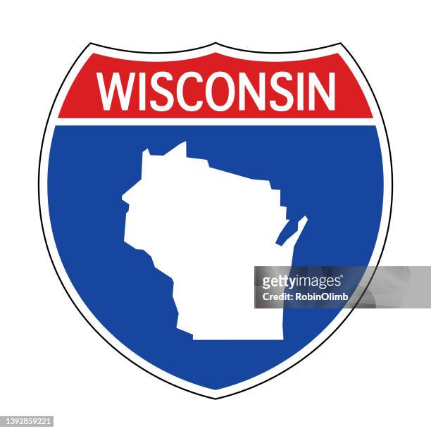 interstate wisconsin road sign - file wisconsin pole of inaccessibility.png stock illustrations