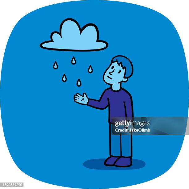 guy with raincloud doodle - low self esteem stock illustrations
