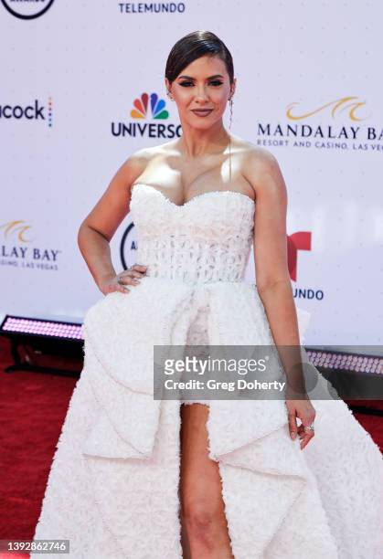 Ana Jurka arrives at the 2022 Latin American Music Awards at Michelob ULTRA Arena on April 21, 2022 in Las Vegas, Nevada.