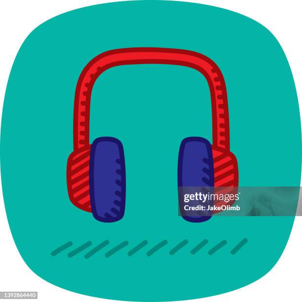 headphones doodle 1 - dj console stock illustrations