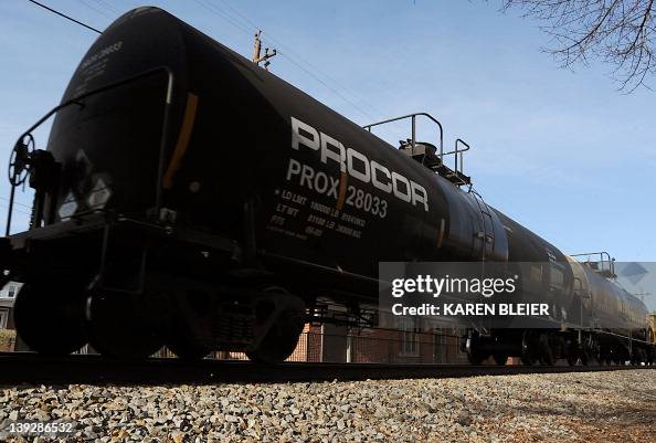 Procor Freight A PROCOR chlorine tanker car, part a Norfolk Southern freight train ...
